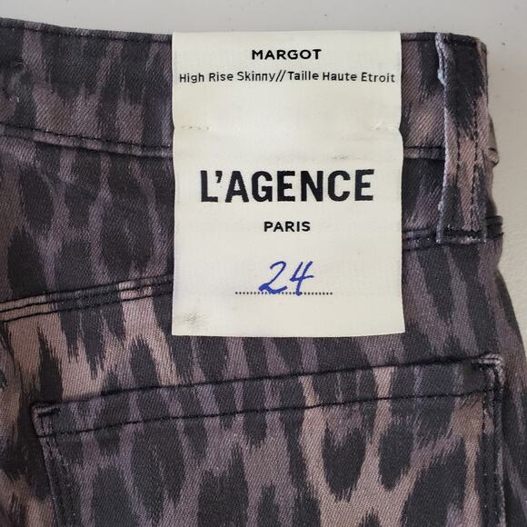 L'AGENCE Women's Margot High Rise Skinny Jeans Size 24 Animal Print Leopard NWT - Picture 6 of 10